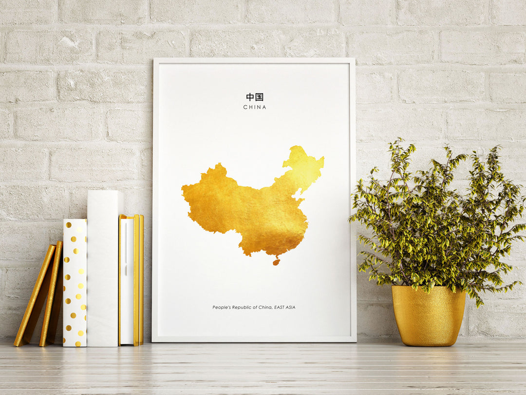 Map CHINA Art Foil Print