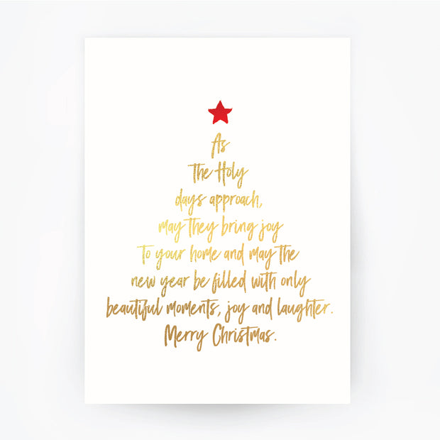 Christmas Tree English Words Gold Foil Print