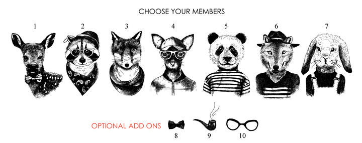 FAMILY Name Personalised Hipster Animal Print Members