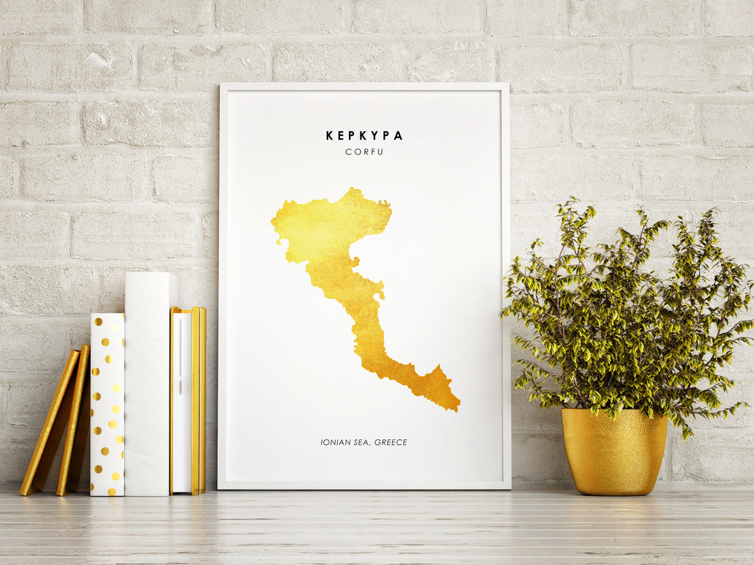 Map CORFU Art Foil Print