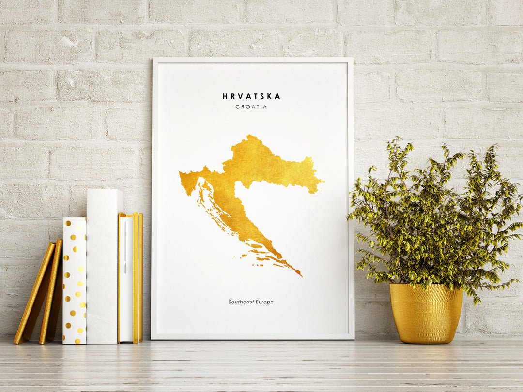 Map CROATIA Art Foil Print