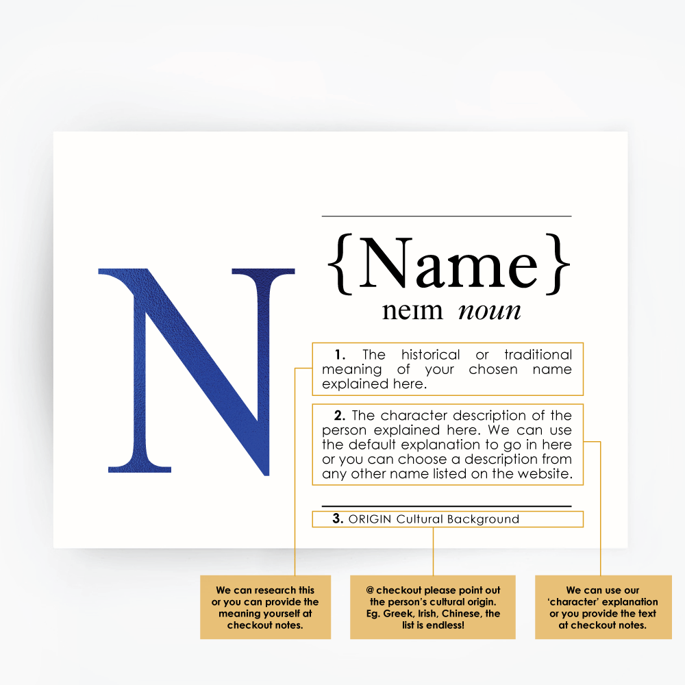 'CUSTOM' Name Definition Hand Foiled Print