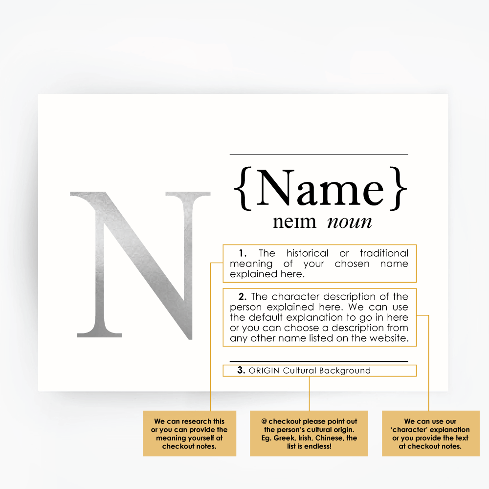 CUSTOM Name Definition Print Silver