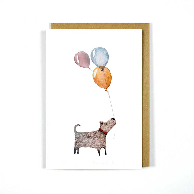 Greeting Card Dog Balloons