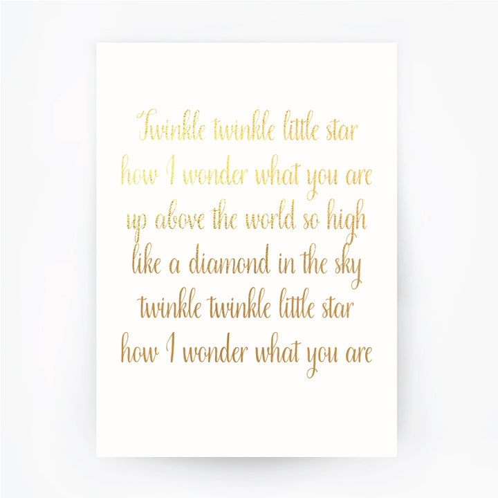 English Lullaby Twinkle Twinkle Little Star Gold Foil Print