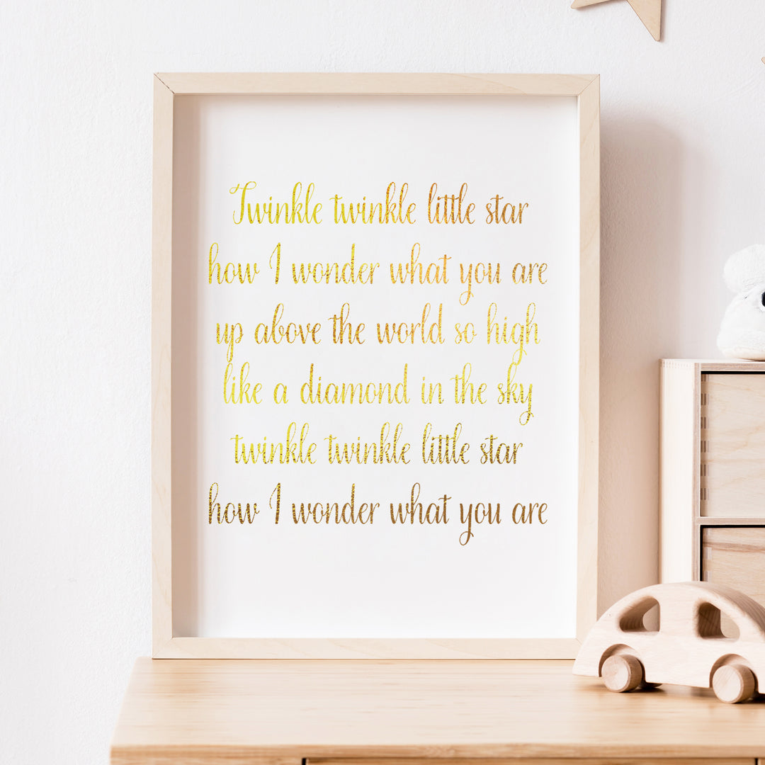 English Lullaby Twinkle Twinkle Little Star Foil Print