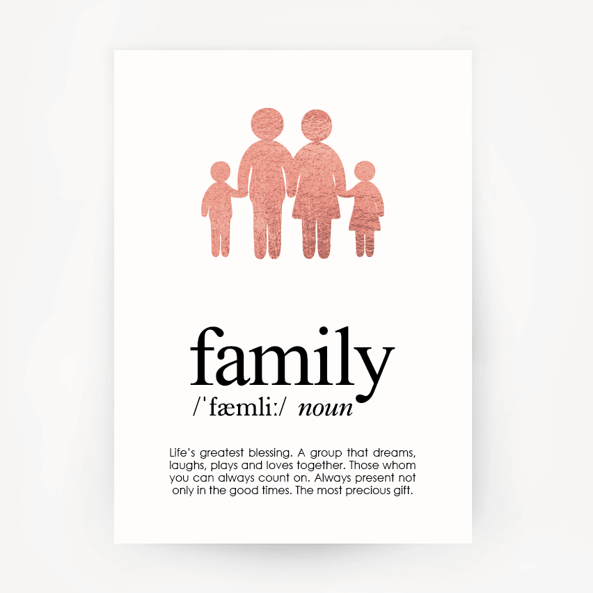 Family Keepsake Rose Gold Foil Print