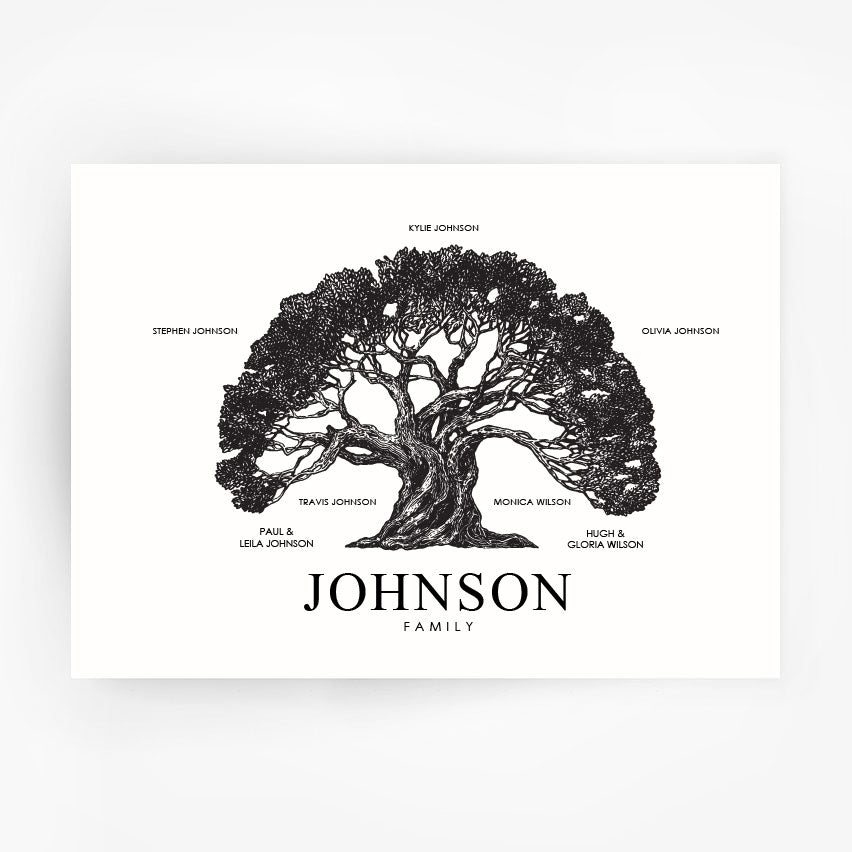 Family Tree Print Custom Black