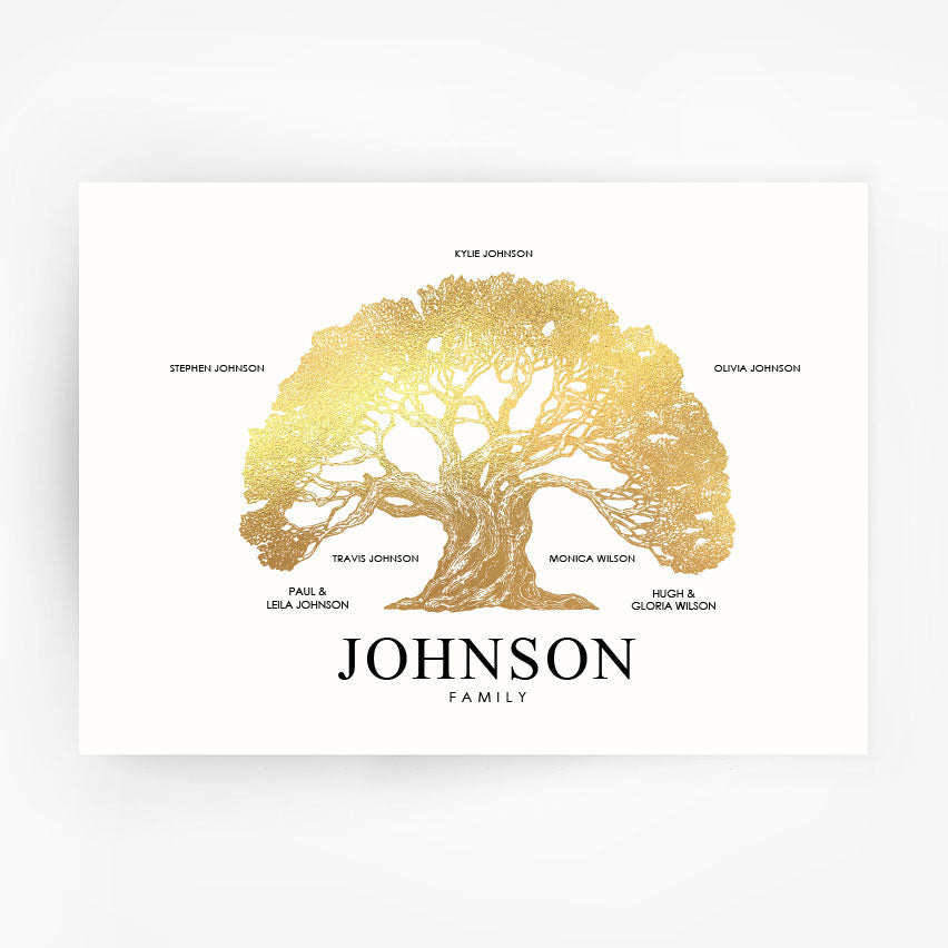 Family Tree Print Custom Gold Foil