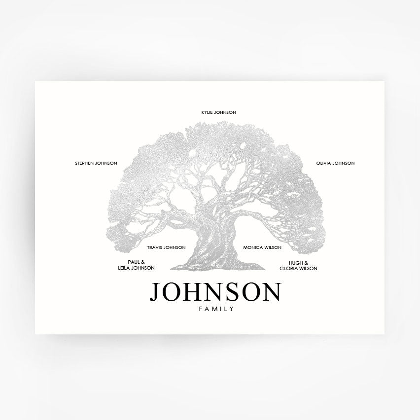 Family Tree Print Custom Silver Foil