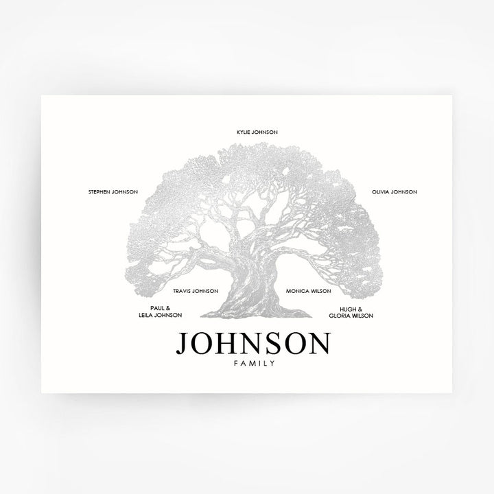 Family Tree Print Custom Silver Foil