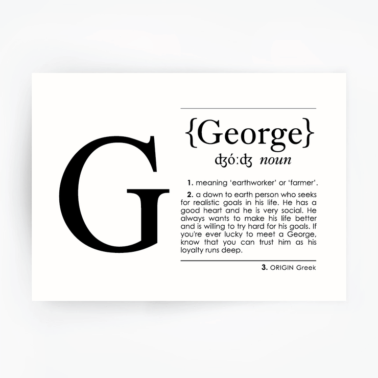 Name Definition Art Print GEORGE Black