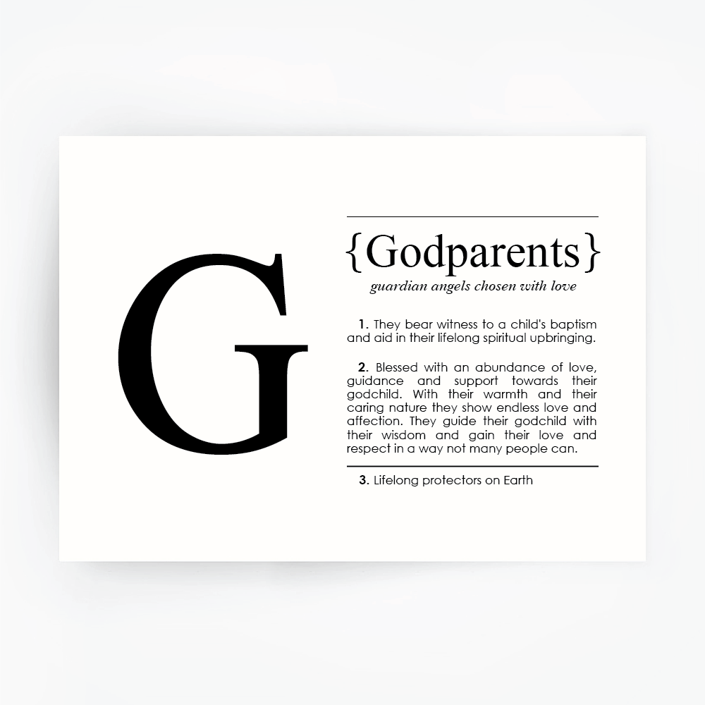 GODPARENTS Definition Art Print Black