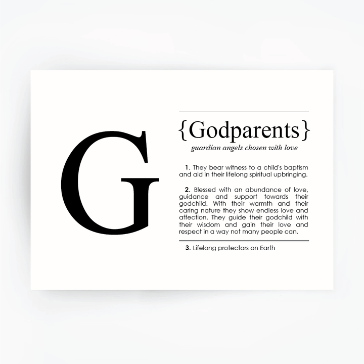 GODPARENTS Definition Art Print Black