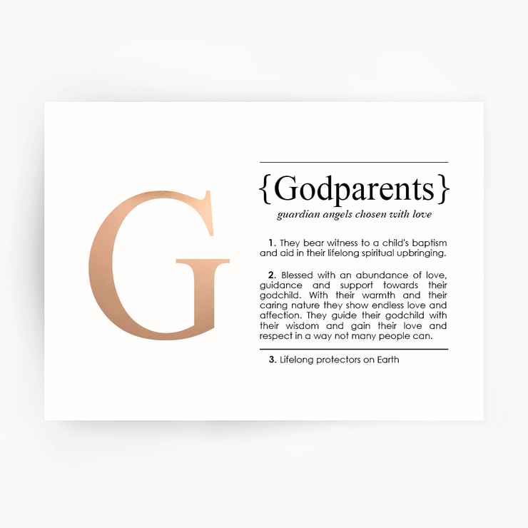 GODPARENTS Definition Art Print Rose Gold Foil