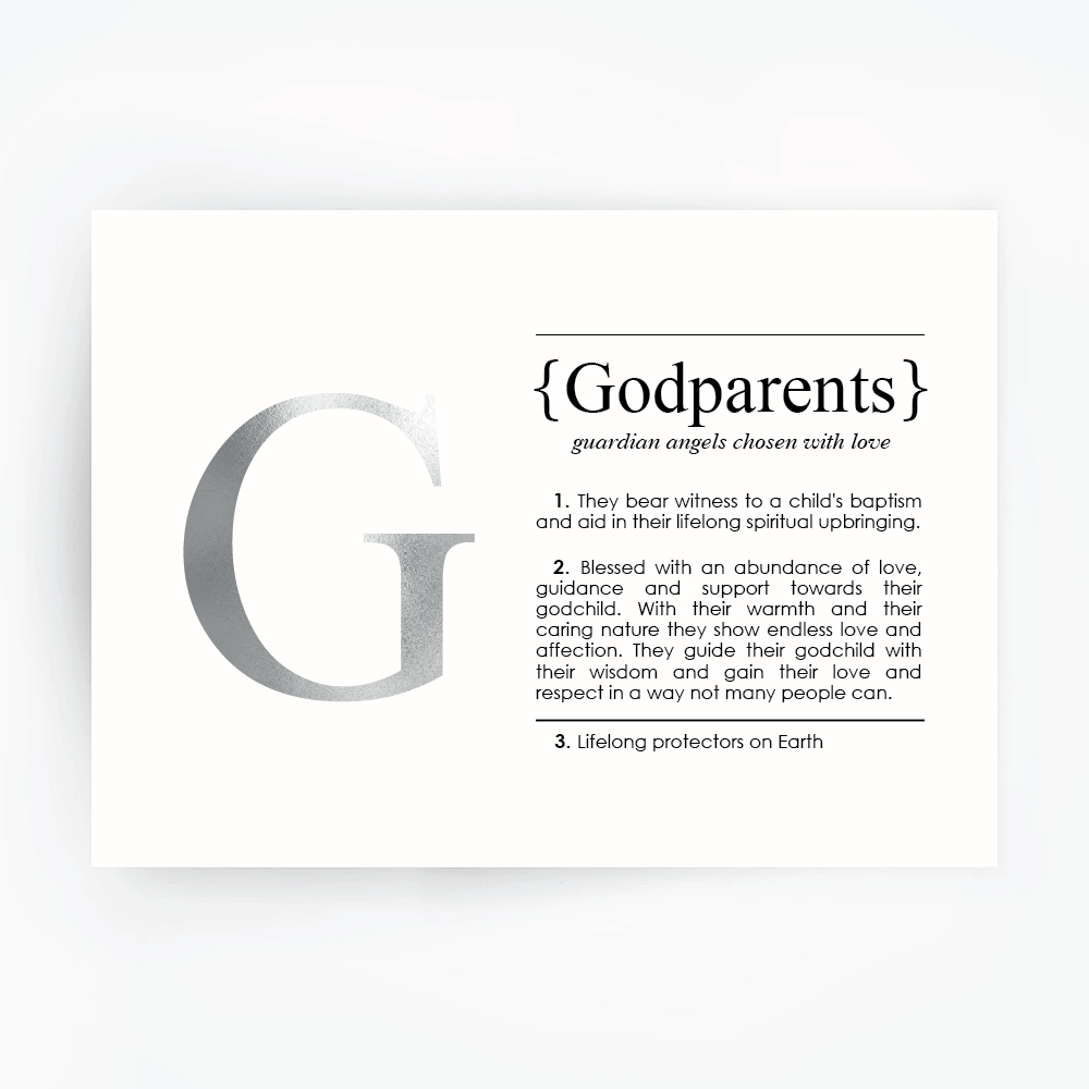 GODPARENTS Definition Art Print Silver Foil