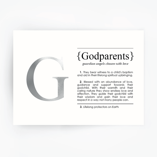 GODPARENTS Definition Art Print Silver Foil