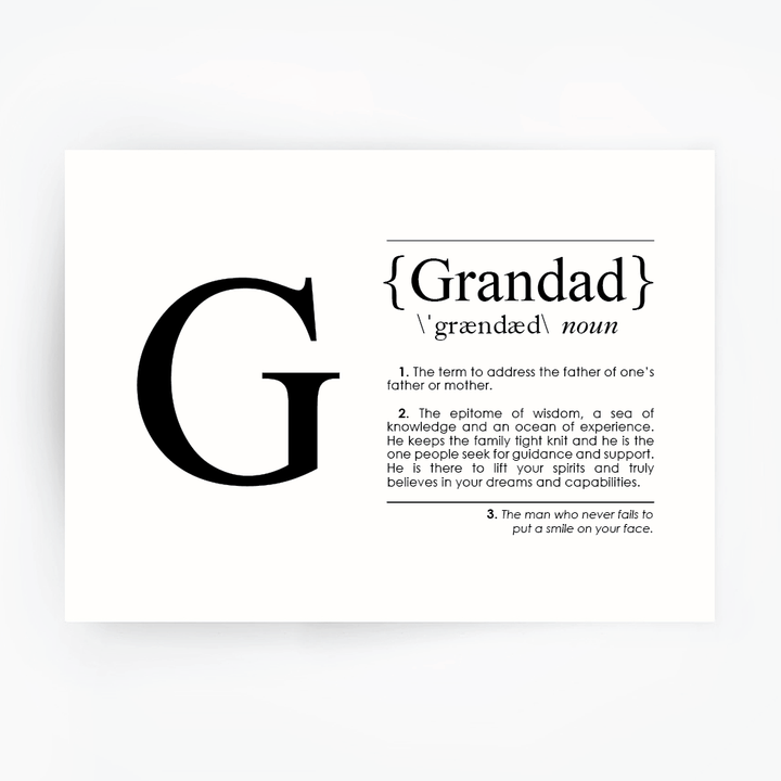 GRANDAD Definition Art Print Black