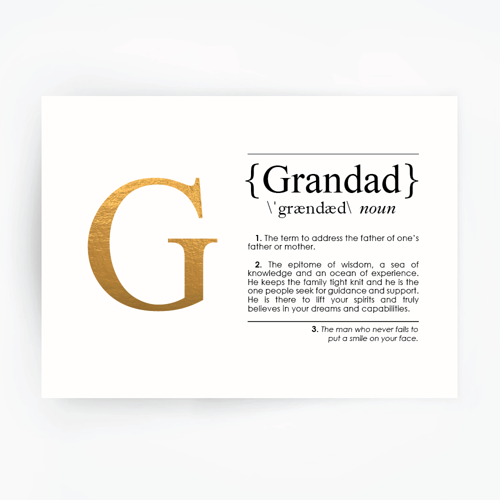 GRANDAD Definition Art Print Gold