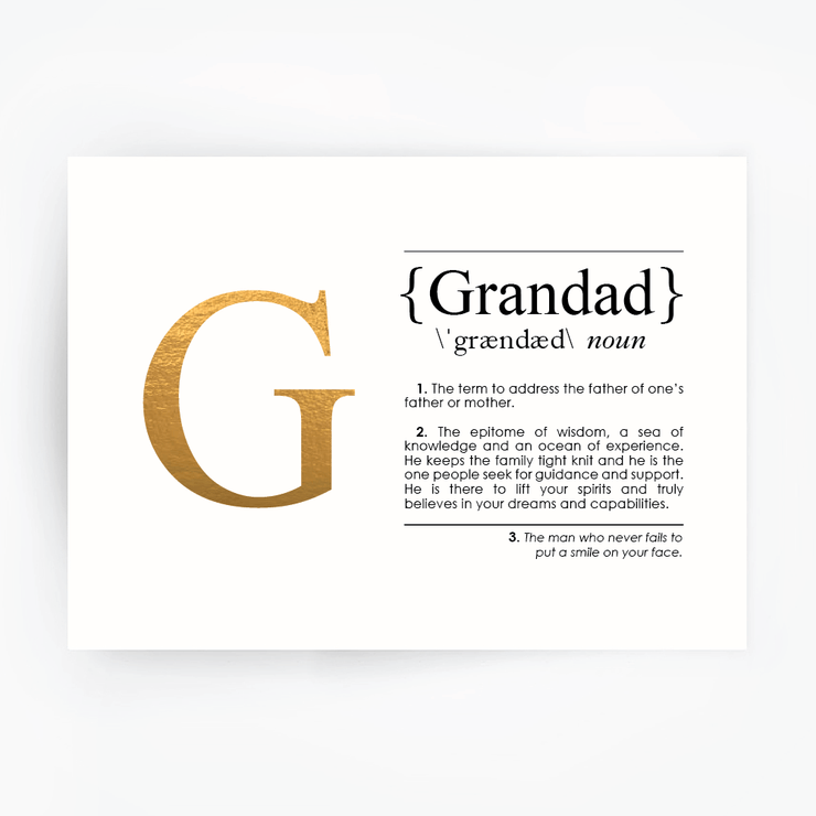 GRANDAD Definition Art Print Gold