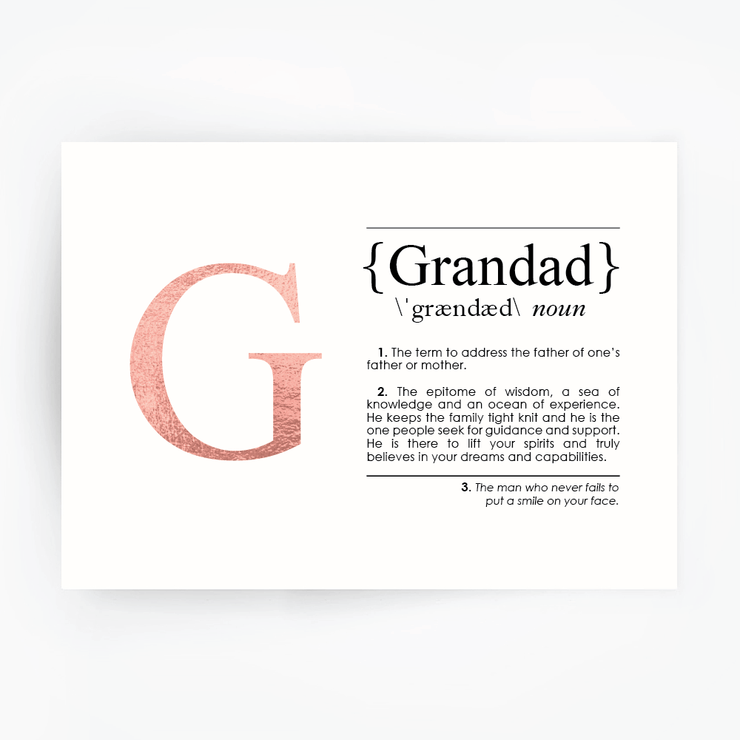 GRANDAD Definition Art Print Rose Gold
