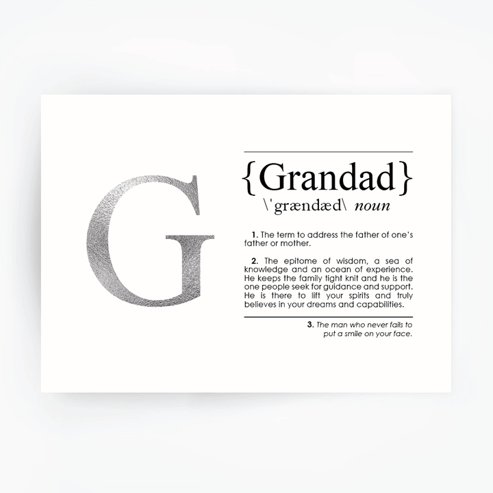 GRANDAD Definition Art Print Silver