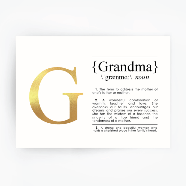 GRANDMA Definition Art Gold Foil Print