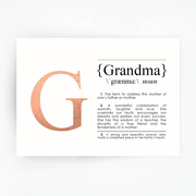 GRANDMA Definition Art Rose Gold Foil Print