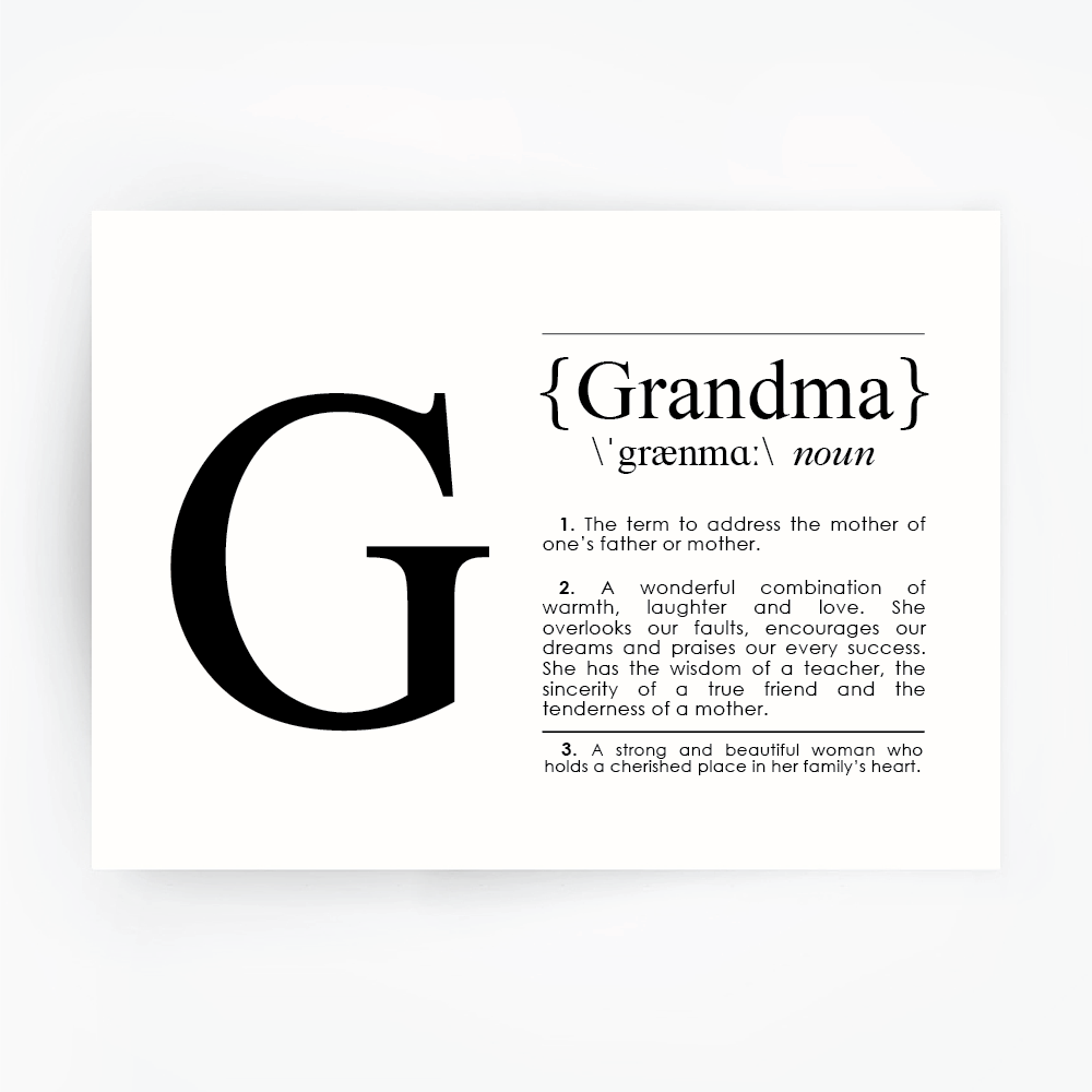 GRANDMA Definition Art Black Print