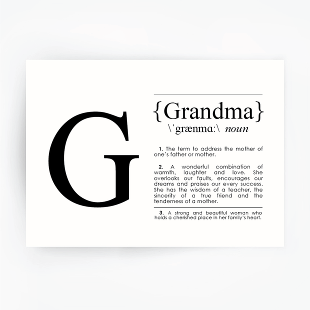 GRANDMA Definition Art Black Print