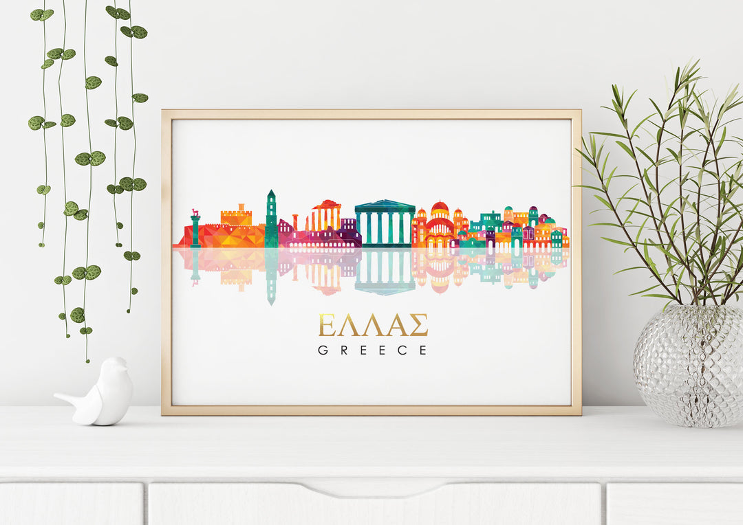 Skyline GREECE Art Foil Print