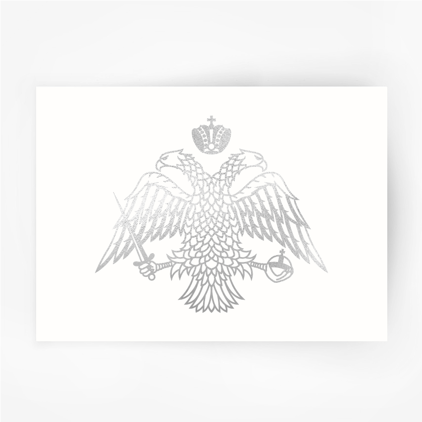 Greek Orthodox Church Flag Eagle Silver Foil