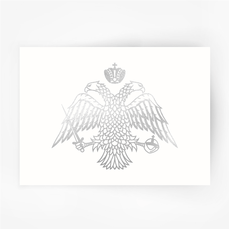 Greek Orthodox Church Flag Eagle Silver Foil