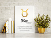 Greek Zodiac Star Sign Taurus Gold Foil Print Lifestyle