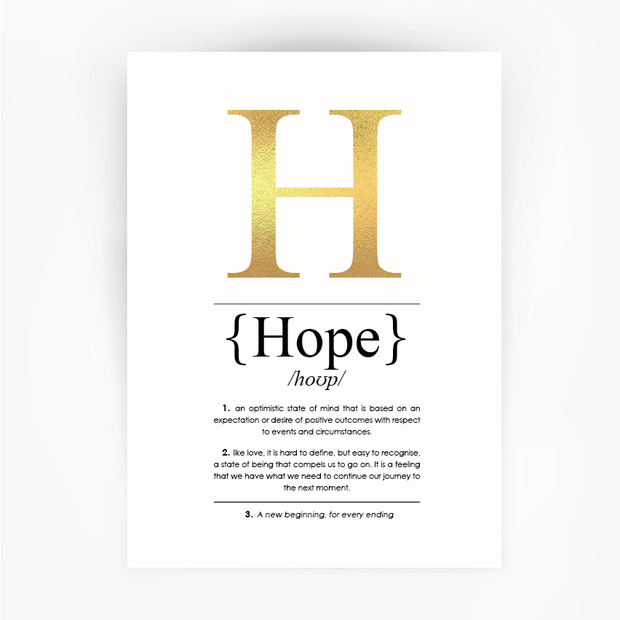 Hope Definition Print Gold Foil