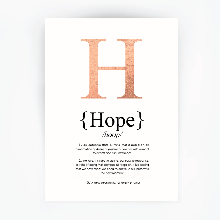 Hope Definition Print Rose Gold Foil