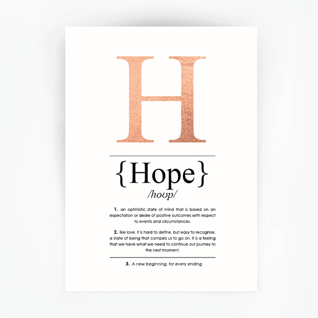 Hope Definition Print Rose Gold Foil