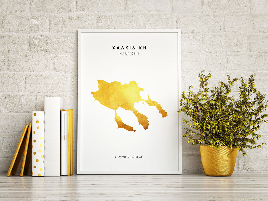 Map HALKIDIKI Art Foil Print