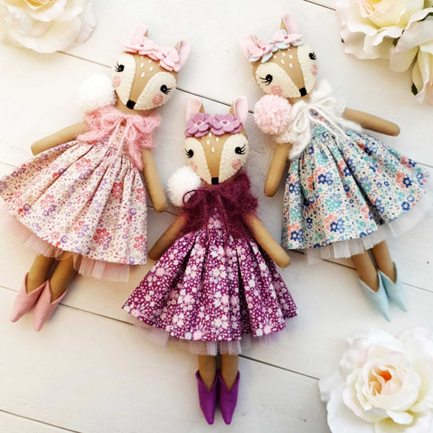 Heirloom Hand Made Fabric Doll Fawns