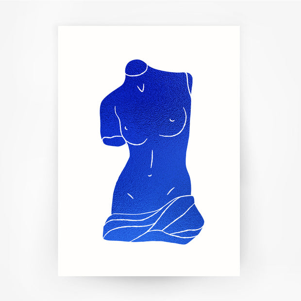 Ancient Greece Hellenic 3 Venus de Milo Blue Foil Print