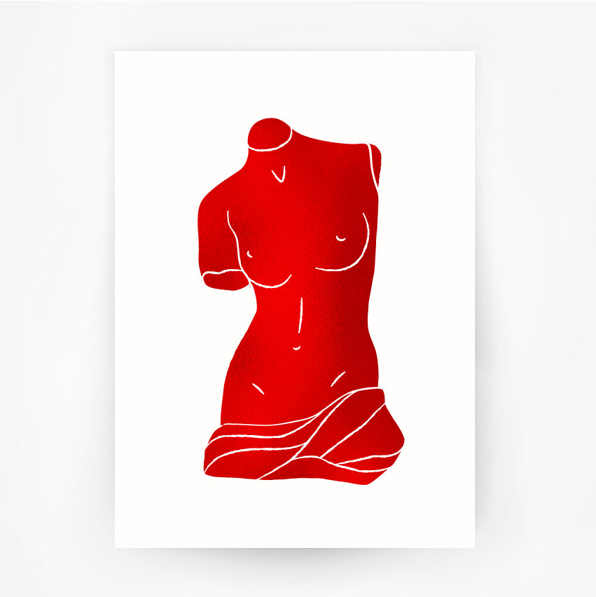 Ancient Greece Hellenic 3 Venus de Milo Red Foil Print