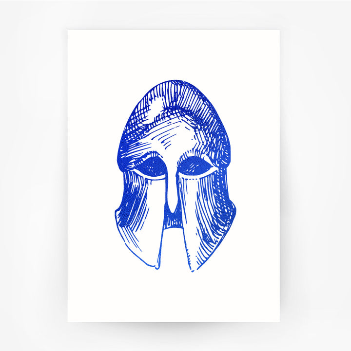 Ancient Greece Hellenic 4 Corinthian Spartan Helmet Blue Print