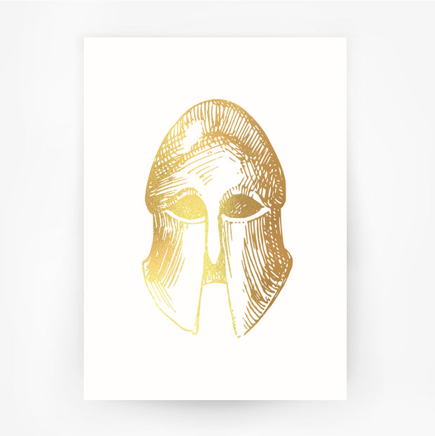 Ancient Greece Hellenic 4 Corinthian Spartan Helmet Gold Print