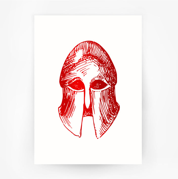 Ancient Greece Hellenic 4 Corinthian Spartan Helmet Red Print