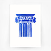 Ancient Greece Hellenic 5 Ionic Order Column Blue Print