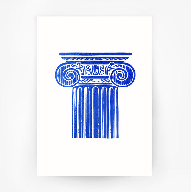 Ancient Greece Hellenic 5 Ionic Order Column Blue Print