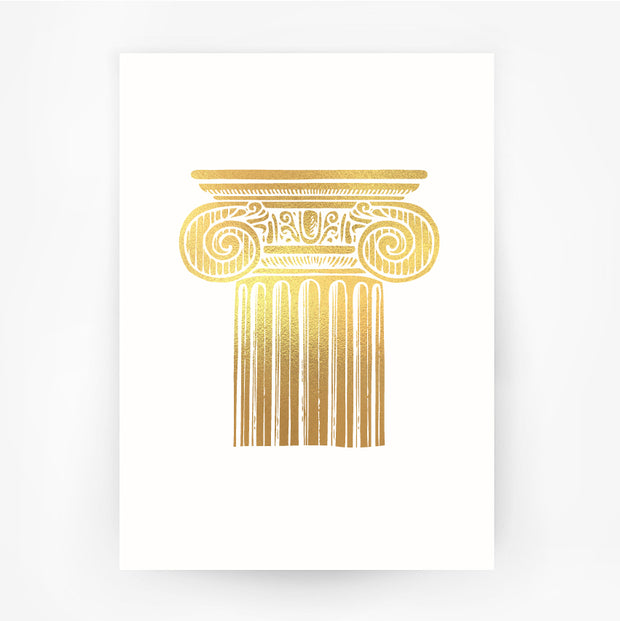 Ancient Greece Hellenic 5 Ionic Order Column Gold Print