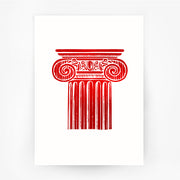 Ancient Greece Hellenic 5 Ionic Order Column Red Print