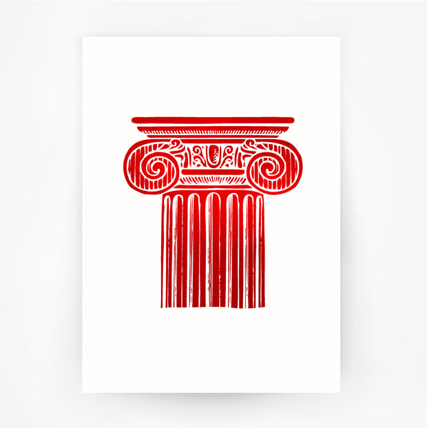 Ancient Greece Hellenic 5 Ionic Order Column Red Print