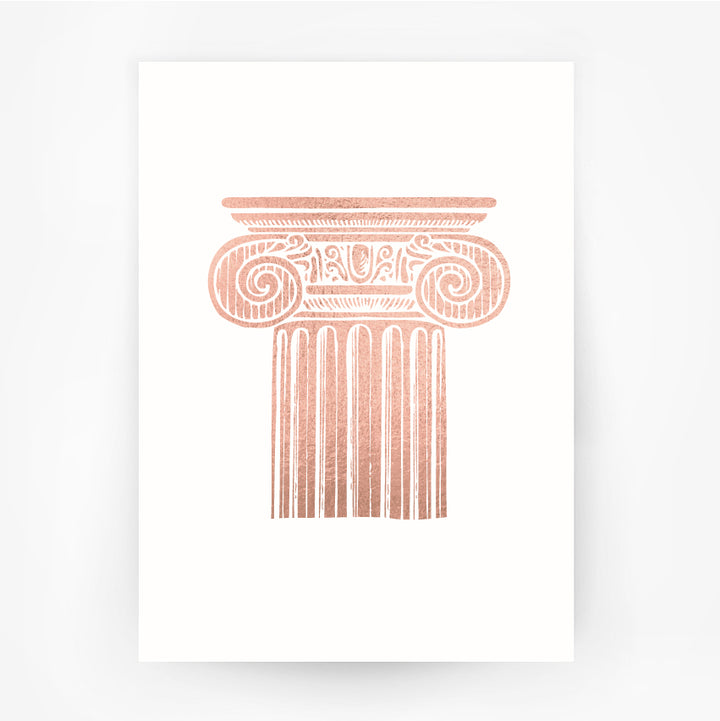 Ancient Greece Hellenic 5 Ionic Order Column Rose Gold Print